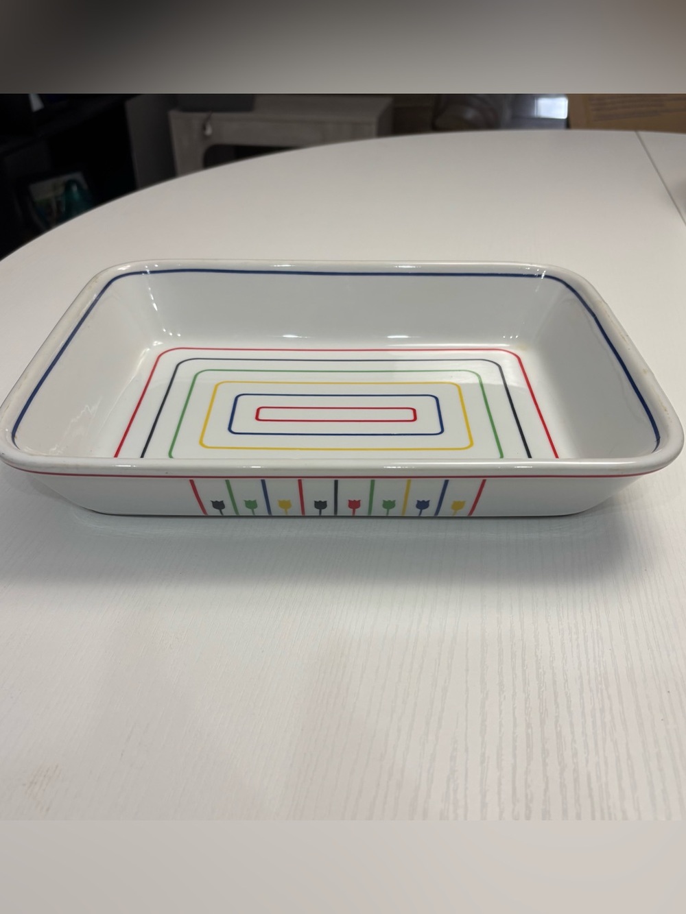 VTG Georges Briard "Palette" Large Ceramic Lasagna Baking Dish MCM Tulip 12.5x9